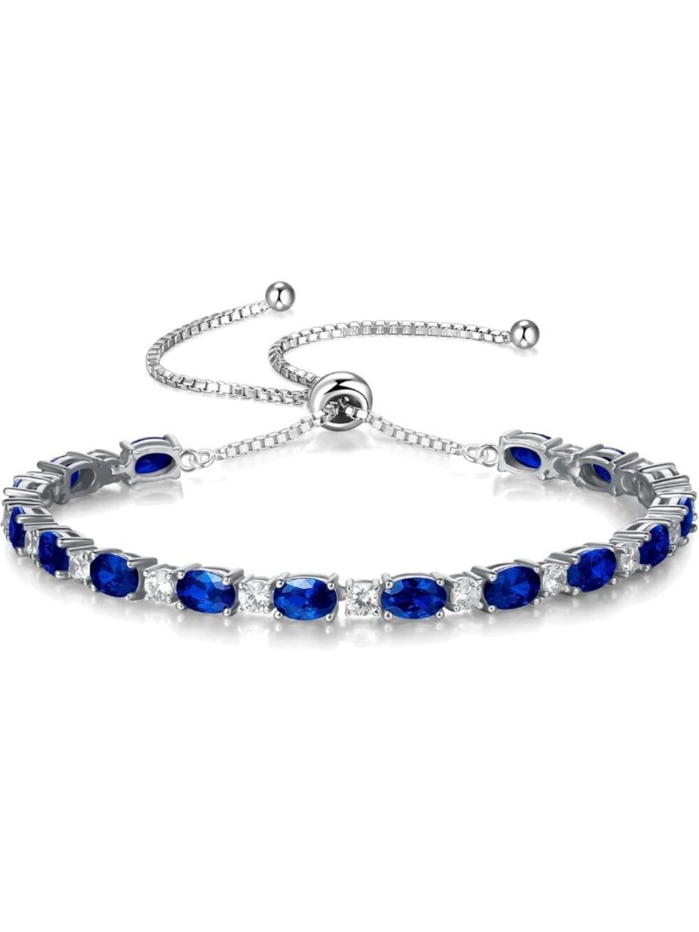 Adjustable Sterling Silver Plated Birthstone Bracelet for Women - Perfect